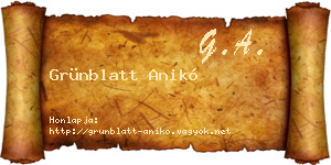 Grünblatt Anikó névjegykártya